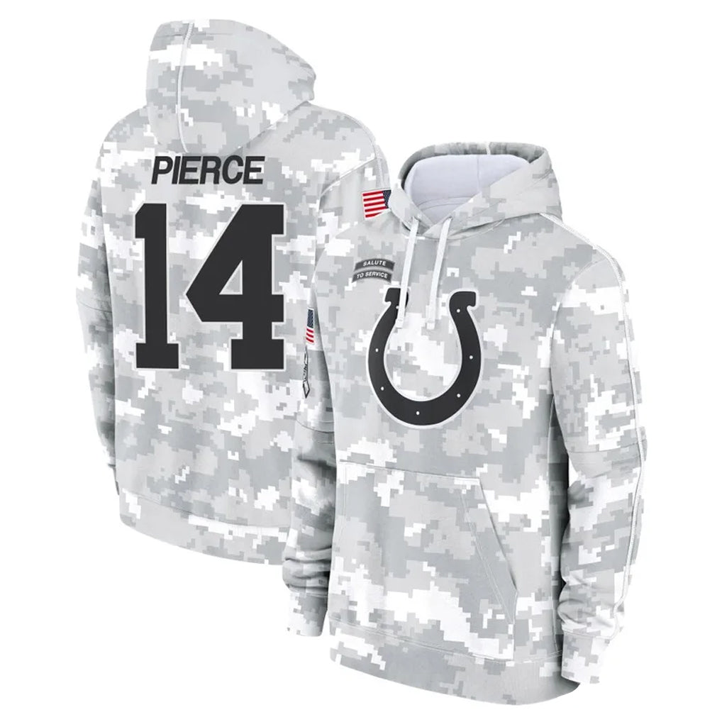 Kooe IN.Colts #14 Alec Pierce Player Arctic Camo Salute to Service Hoodies Limited Game Stitched Jerseys