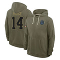 Kooe IN.Colts #14 Alec Pierce Player Olive Salute to Service Pullover Hoodies Limited Stitched Jerseys