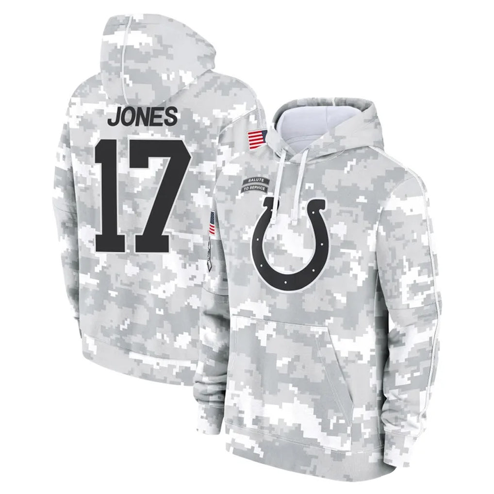 Kooe IN.Colts #17 Daniel Jones Player Arctic Camo Salute to Service Hoodies Limited Game Stitched Jerseys