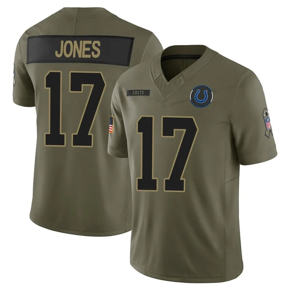 Kooe IN.Colts #17 Daniel Jones Player Salute to Service Limited Olive Stitched Jerseys