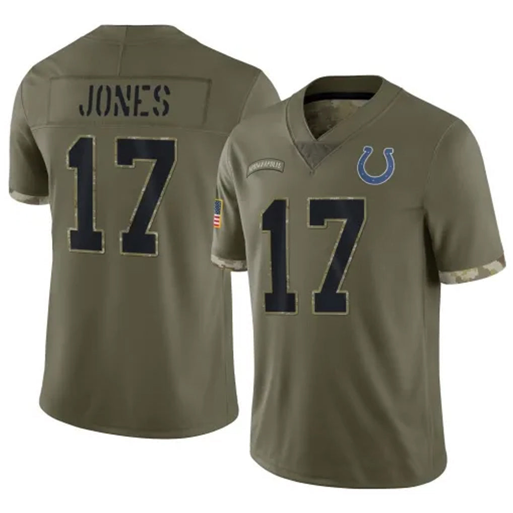 Kooe IN.Colts #17 Daniel Jones Player Salute to Service Olive Stitched Jerseys