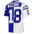 Kooe IN.Colts #18 Peyton Manning Mitchell & Ness Royal-White Split Legacy Replica Stitched Jerseys