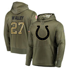 Kooe IN.Colts #27 Justin Walley Player Olive Salute to Service Pullover Hoodies Home Game Stitched Jerseys