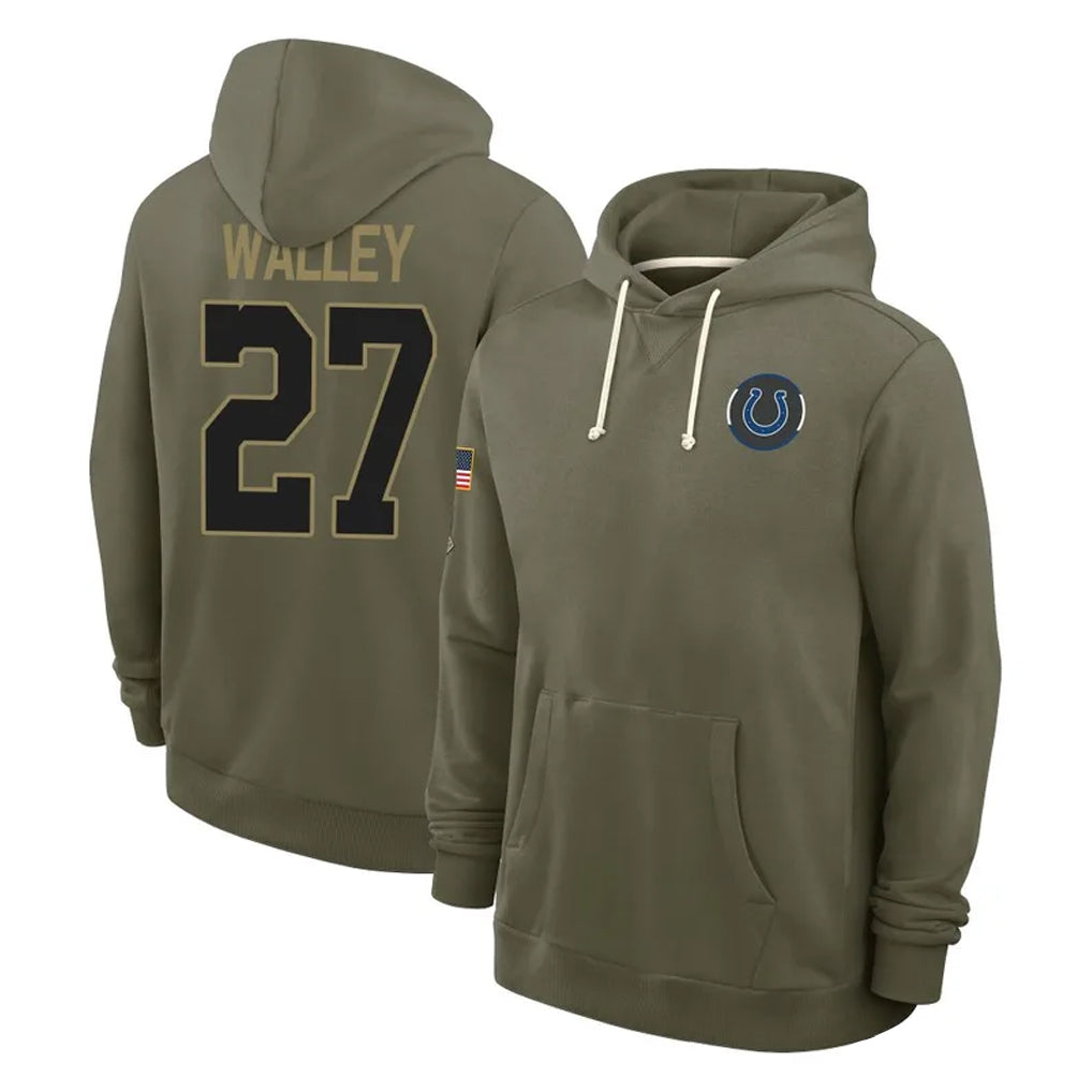 Kooe IN.Colts #27 Justin Walley Player Olive Salute to Service Pullover Hoodies Limited Stitched Jerseys