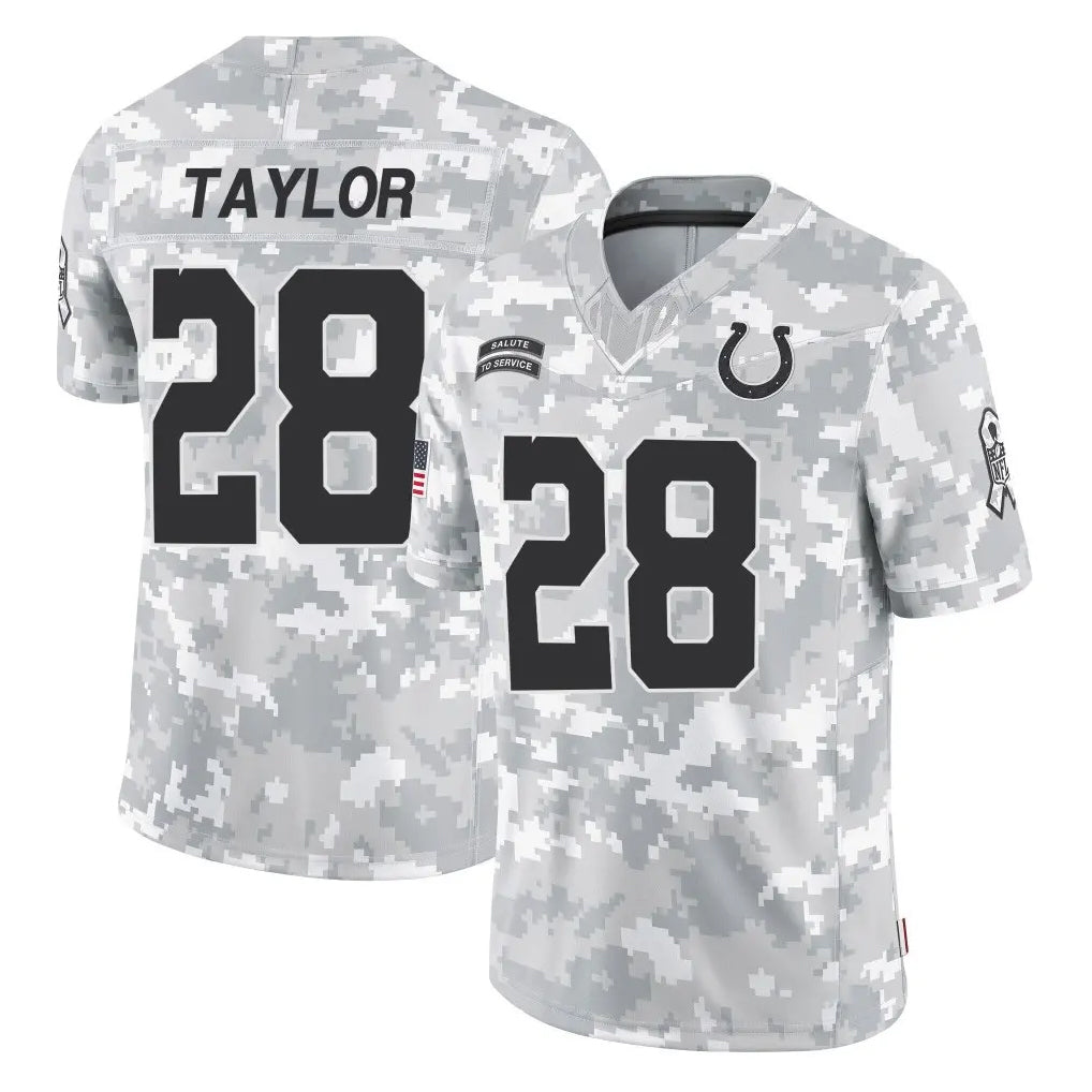 Kooe IN.Colts #28 Jonathan Taylor Player Arctic Camo Salute To Service Limited Game Stitched Jerseys