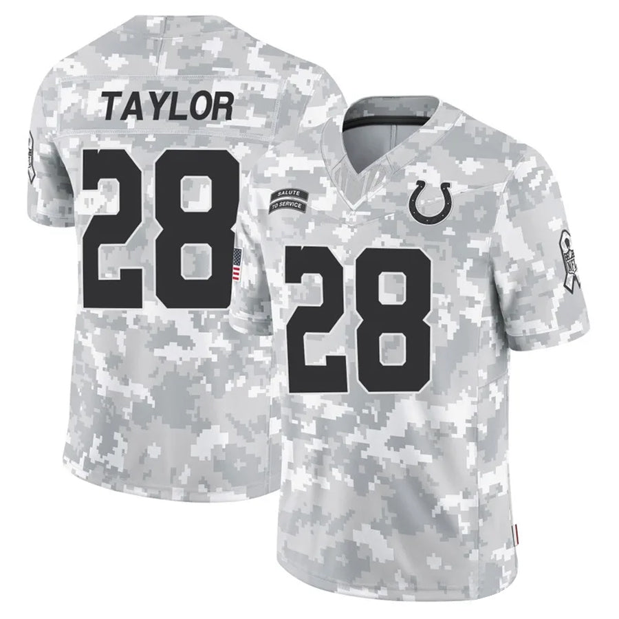 Kooe IN.Colts #28 Jonathan Taylor Player Arctic Camo Salute to Service Limited Stitched Jerseys