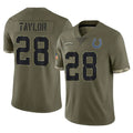 Kooe IN.Colts #28 Jonathan Taylor Player Olive Salute To Service Limited Stitched Jerseys