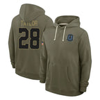 Kooe IN.Colts #28 Jonathan Taylor Player Olive Salute to Service Pullover Hoodies Limited Stitched Jerseys