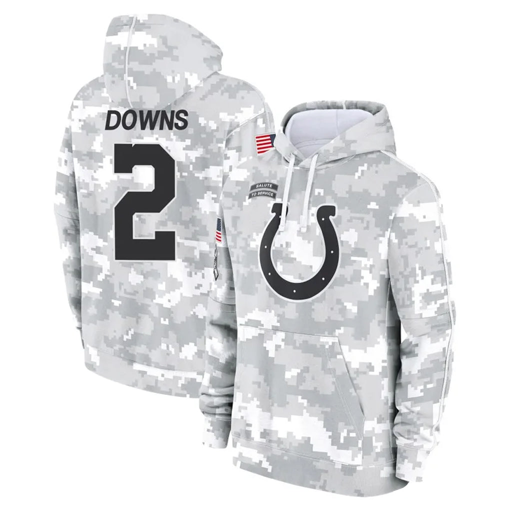 Kooe IN.Colts #2 Josh Downs Player Arctic Camo Salute to Service Hoodies Limited Game Stitched Jerseys