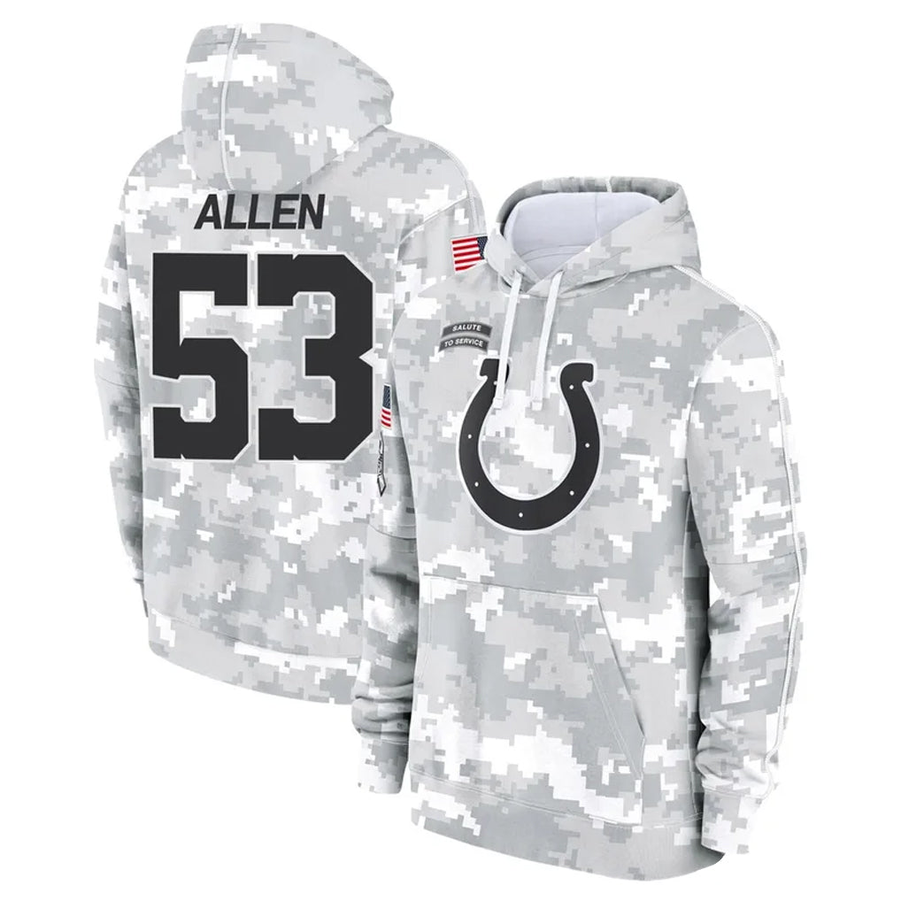 Kooe IN.Colts #53 CJ Allen Player Arctic Camo Salute to Service Hoodies Limited Game Stitched Jerseys