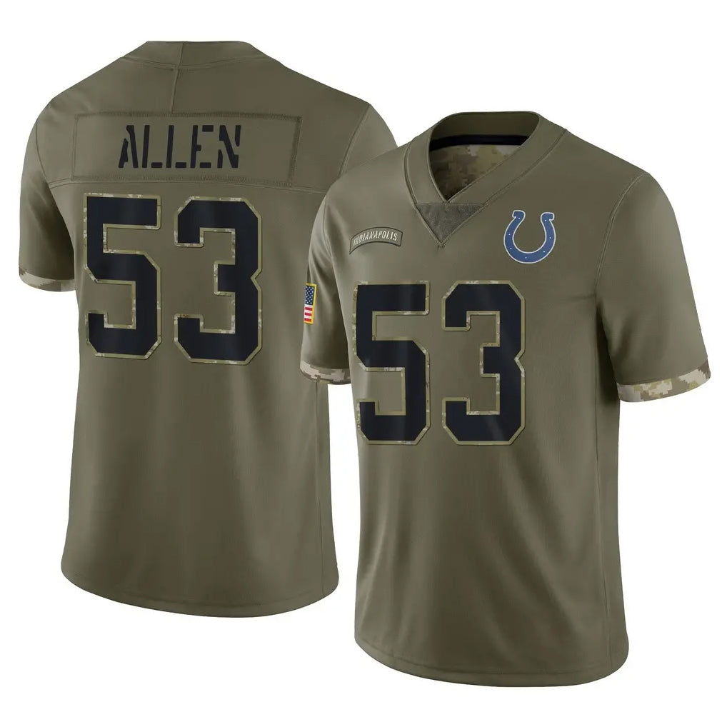 Kooe IN.Colts #53 CJ Allen Player Olive Salute To Service Limited Stitched Jerseys