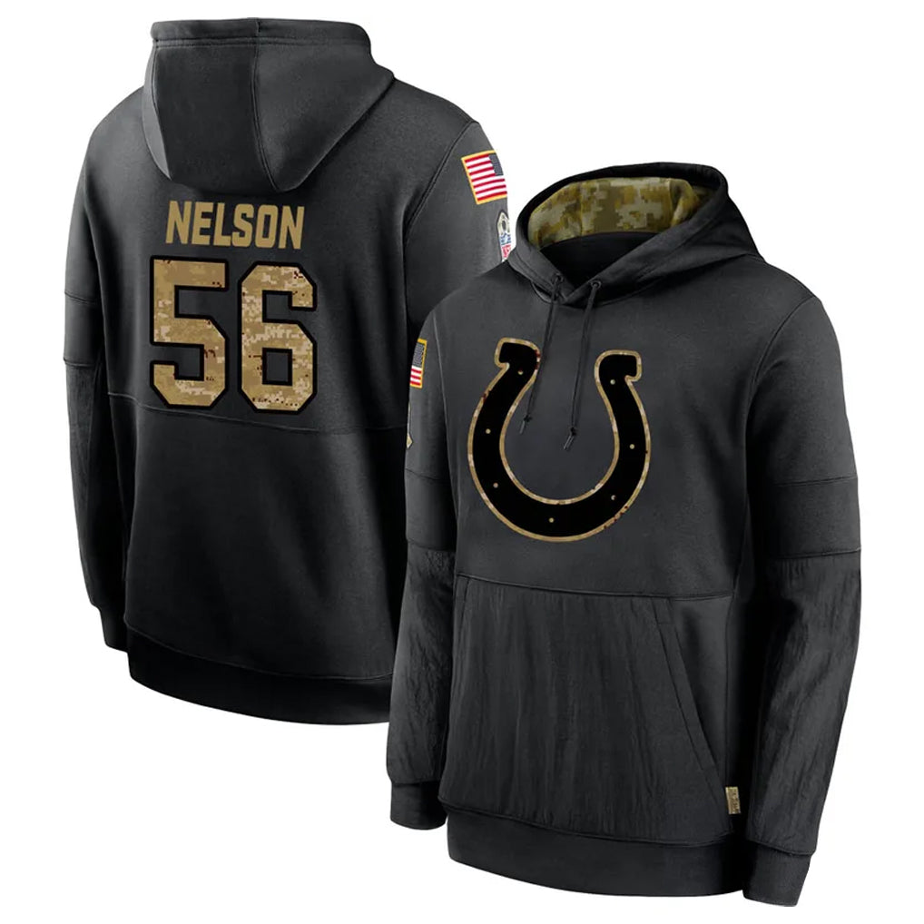 Kooe IN.Colts #56 Quenton Nelson Player Black Salute to Service Hoodies Limited Game Stitched Jerseys