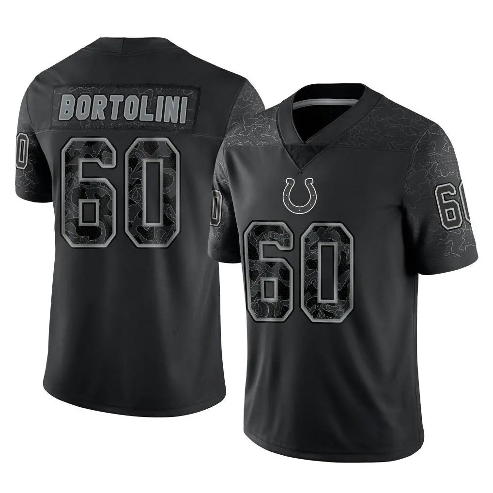 Kooe IN.Colts #60 Tanor Bortolini Player Black Reflective Limited Game Stitched Jerseys