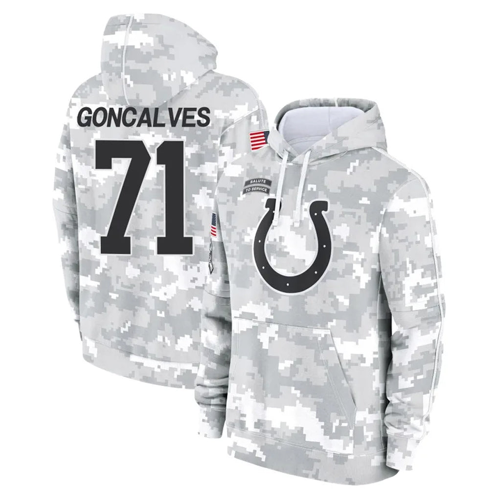 Kooe IN.Colts #71 Matt Goncalves Player Arctic Camo Salute to Service Hoodies Limited Game Stitched Jerseys
