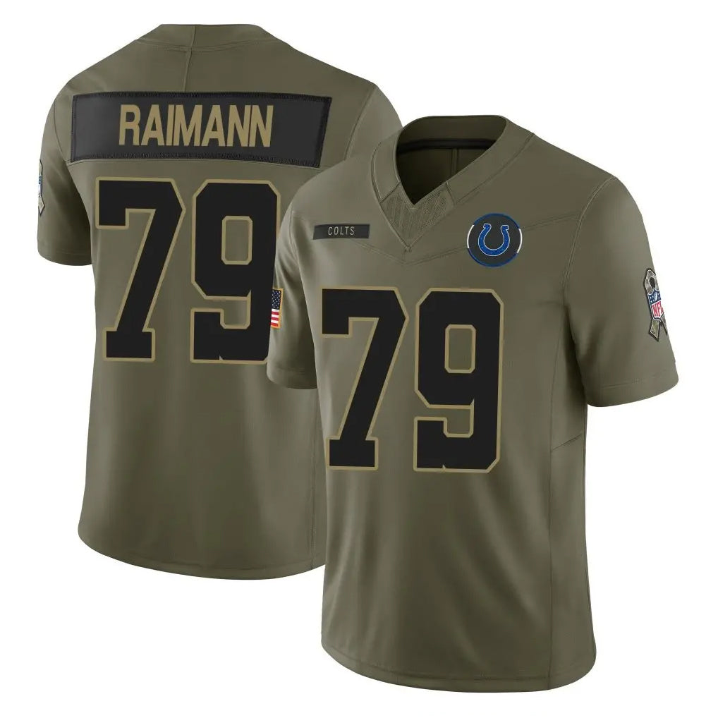 Kooe IN.Colts #79 Bernhard Raimann Player Olive 2025 Salute To Service Limited Game Stitched Jerseys