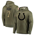Kooe IN.Colts #7 Charvarius Ward Sr. Player Olive Salute to Service Pullover Hoodies Home Game Stitched Jerseys
