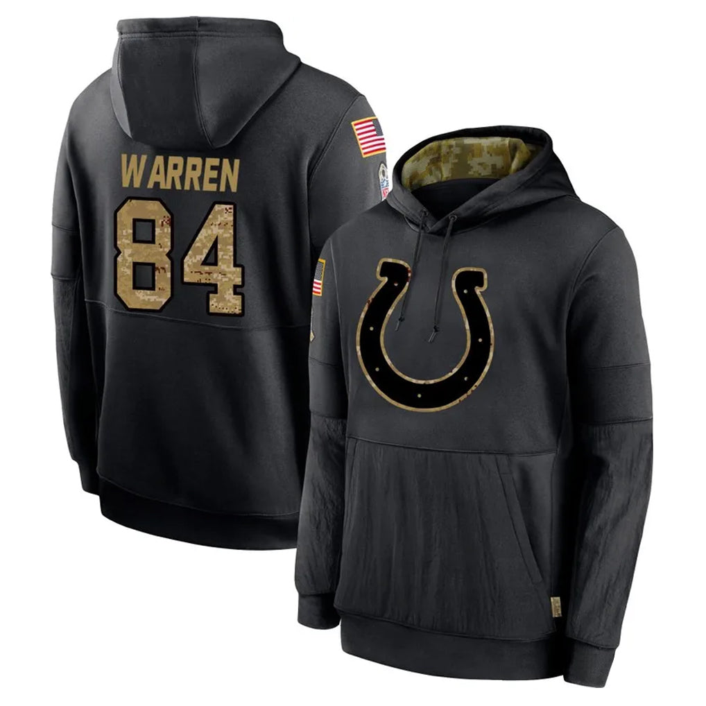 Kooe IN.Colts #84 Tyler Warren Player Black Salute to Service Hoodies Limited Game Stitched Jerseys