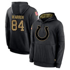 Kooe IN.Colts #84 Tyler Warren Player Black Salute to Service Hoodies Limited Game Stitched Jerseys