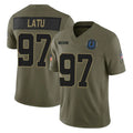 Kooe IN.Colts #97 Laiatu Latu Player Olive 2025 Salute To Service Limited Game Stitched Jerseys