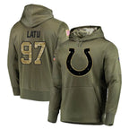 Kooe IN.Colts #97 Laiatu Latu Player Olive Salute to Service Pullover Hoodies Home Game Stitched Jerseys