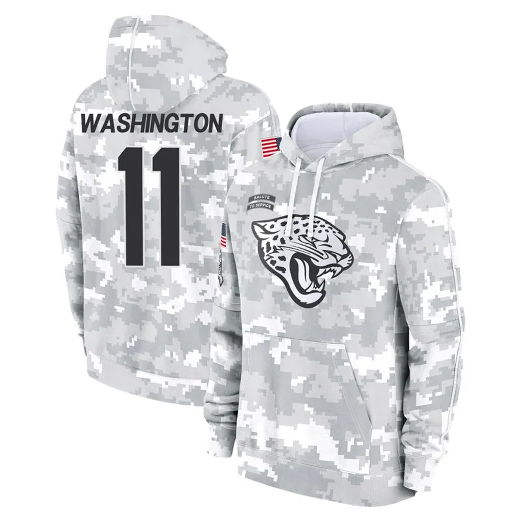 Kooe J.Jaguars #11 Parker Washington Player Arctic Camo Salute to Service Hoodies Limited Game Stitched Jerseys