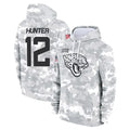 Kooe J.Jaguars #12 Travis Hunter Player Arctic Camo Salute to Service Hoodies Limited Game Stitched Jerseys