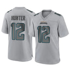 Kooe J.Jaguars #12 Travis Hunter Player Gray Atmosphere Fashion Home Game Stitched Jerseys
