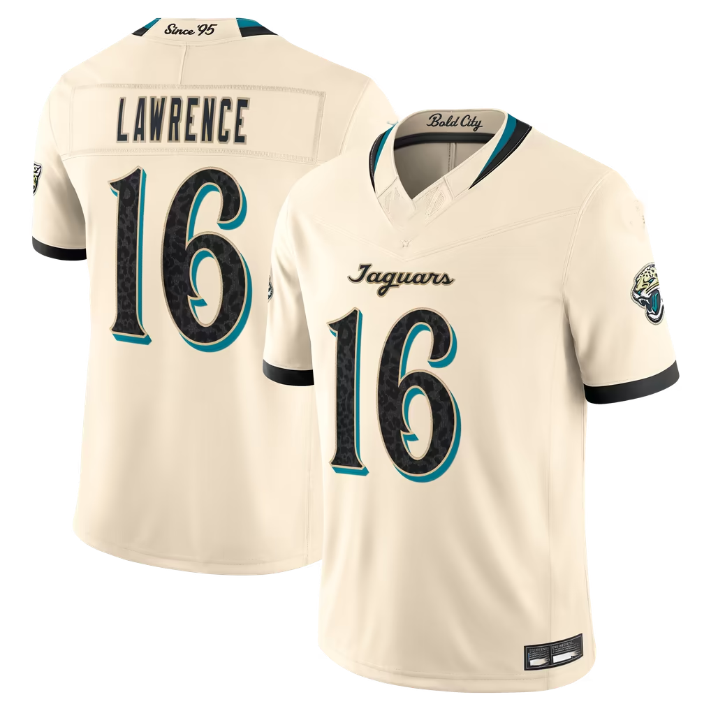 Kooe J.Jaguars #16 Trevor Lawrence Natural 2026 Rivalries Collection Game Stitched Jerseys