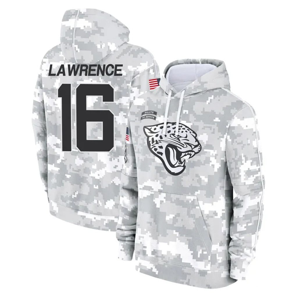 Kooe J.Jaguars #16 Trevor Lawrence Player Arctic Camo Salute to Service Hoodies Limited Game Stitched Jerseys