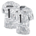 Kooe J.Jaguars #1 Montaric Brown Player Arctic Camo Salute To Service Limited Game Stitched Jerseys