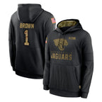 Kooe J.Jaguars #1 Montaric Brown Player Black Salute to Service Hoodies Limited Game Stitched Jerseys