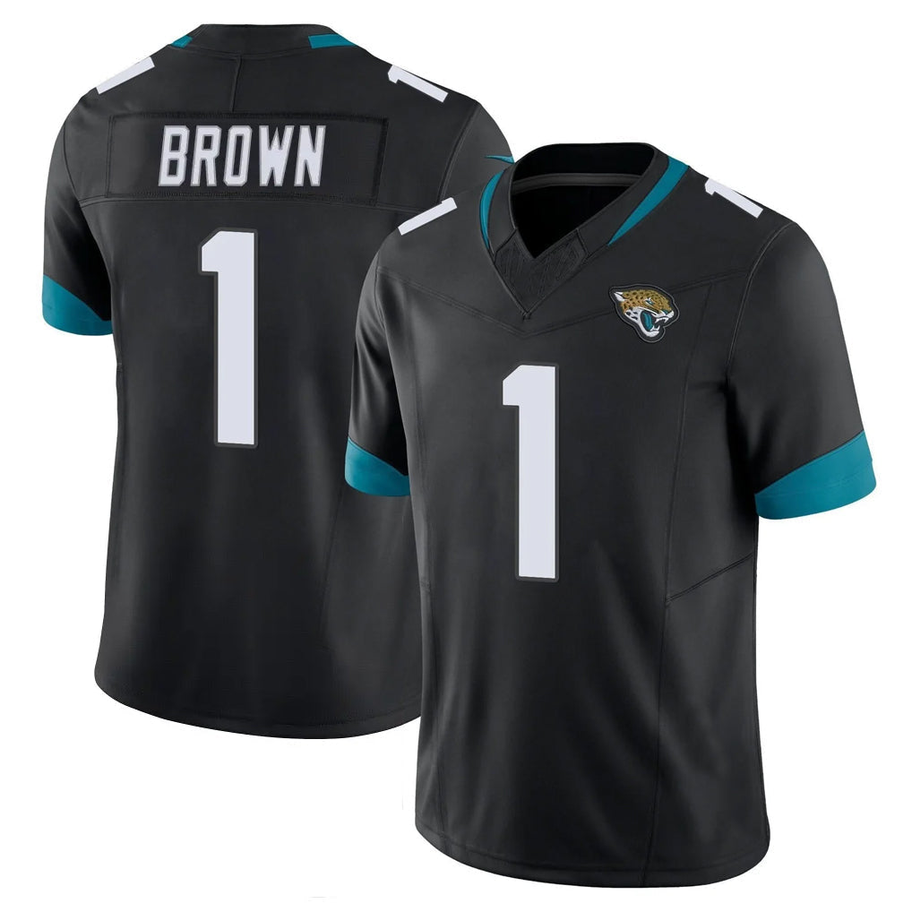 Kooe J.Jaguars #1 Montaric Brown Player Black Vapor F.U.S.E. Limited Home Game Stitched Jerseys