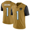 Kooe J.Jaguars #1 Montaric Brown Player Gold Vapor Limited Home Game Stitched Jerseys