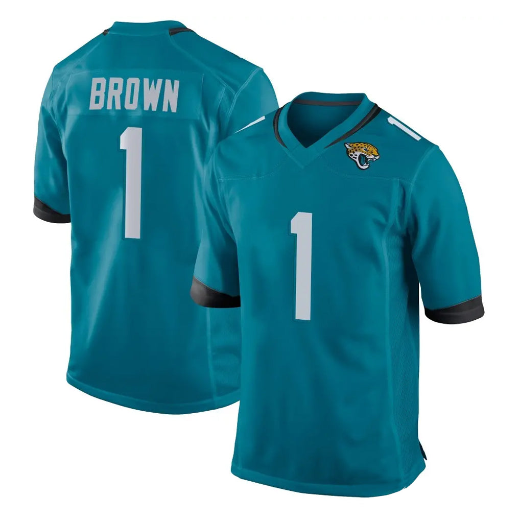 Kooe J.Jaguars #1 Montaric Brown Player Teal Home Game Stitched Jerseys