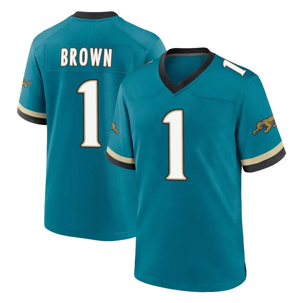 Kooe J.Jaguars #1 Montaric Brown Player Teal Prowler Throwback Limited Home Game Stitched Jerseys