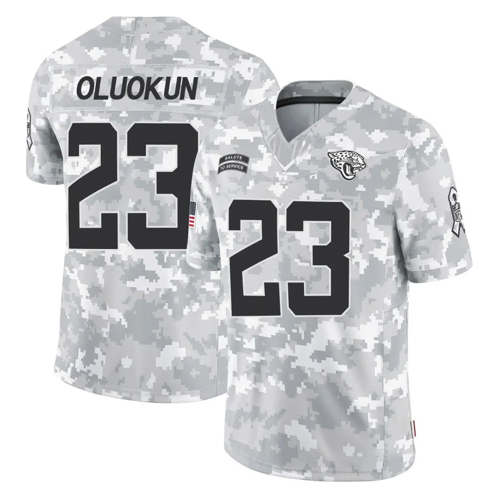 Kooe J.Jaguars #23 Foyesade Oluokun Player Arctic Camo Salute To Service Limited Game Stitched Jerseys