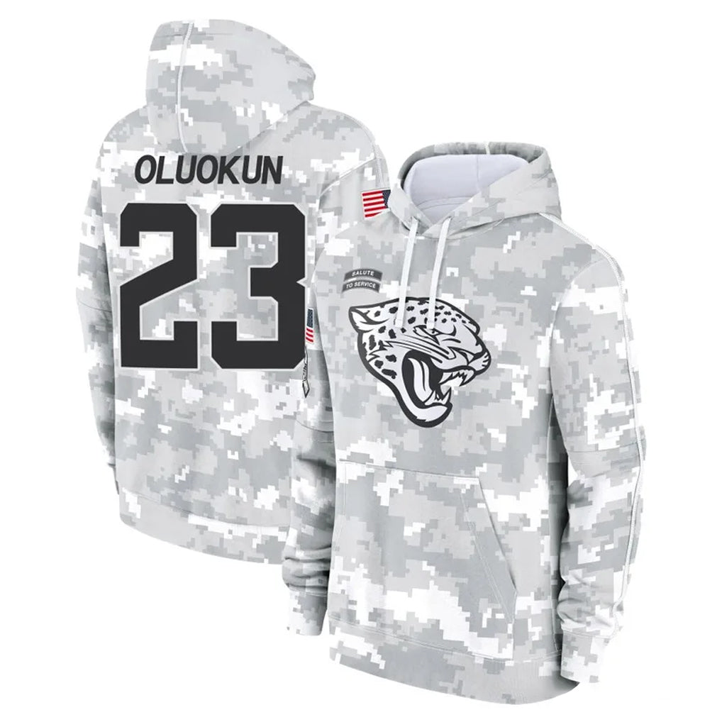 Kooe J.Jaguars #23 Foyesade Oluokun Player Arctic Camo Salute to Service Hoodies Limited Game Stitched Jerseys