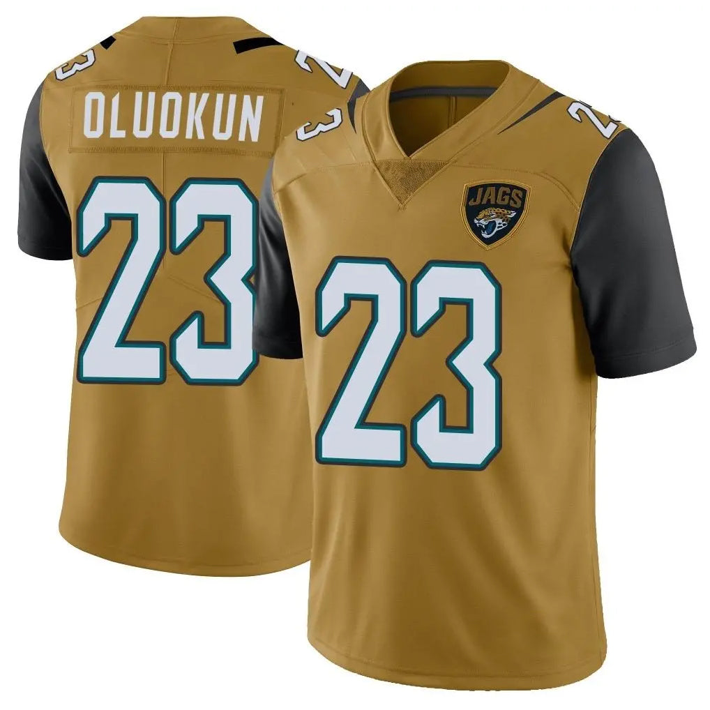 Kooe J.Jaguars #23 Foyesade Oluokun Player Gold Vapor Limited Home Game Stitched Jerseys