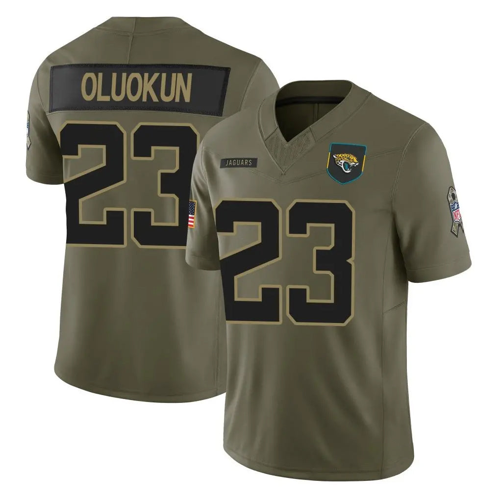 Kooe J.Jaguars #23 Foyesade Oluokun Player Olive 2025 Salute To Service Limited Game Stitched Jerseys