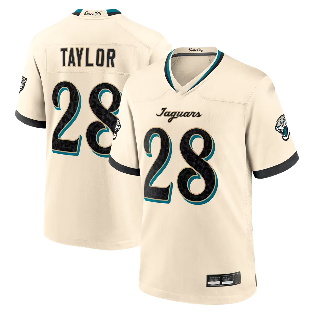 Kooe J.Jaguars #28 Fred Taylor Natural  2026 Rivalries Collection Game Stitched Jerseys