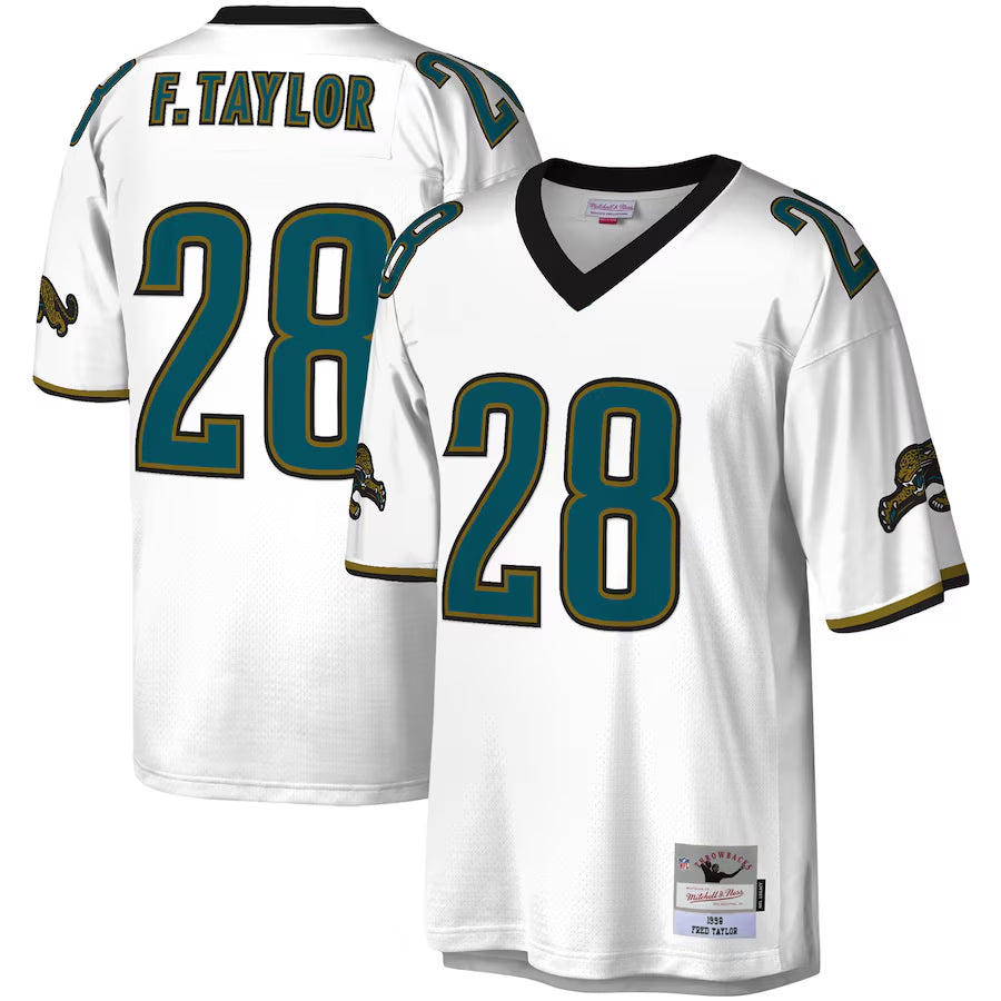 Kooe J.Jaguars #28 Fred Taylor Player Mitchell & Ness White Legacy Replica Stitched Jerseys
