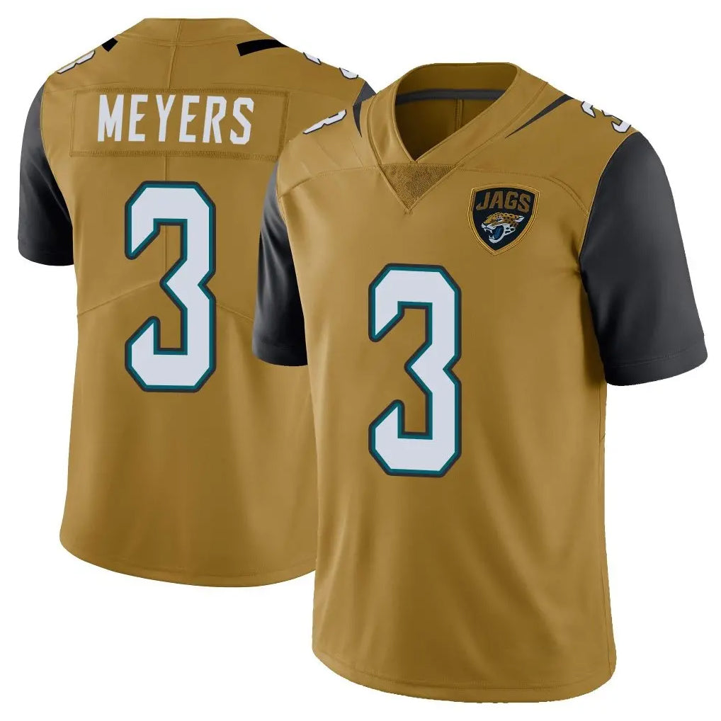 Kooe J.Jaguars #3 Jakobi Meyers Player Gold Vapor Limited Home Game Stitched Jerseys