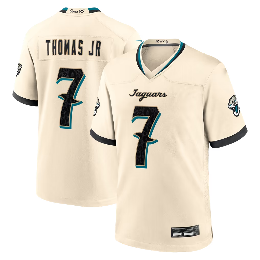 Kooe J.Jaguars #7 Brian Thomas Jr. Natural 2026 Rivalries Collection Game Stitched Jerseys