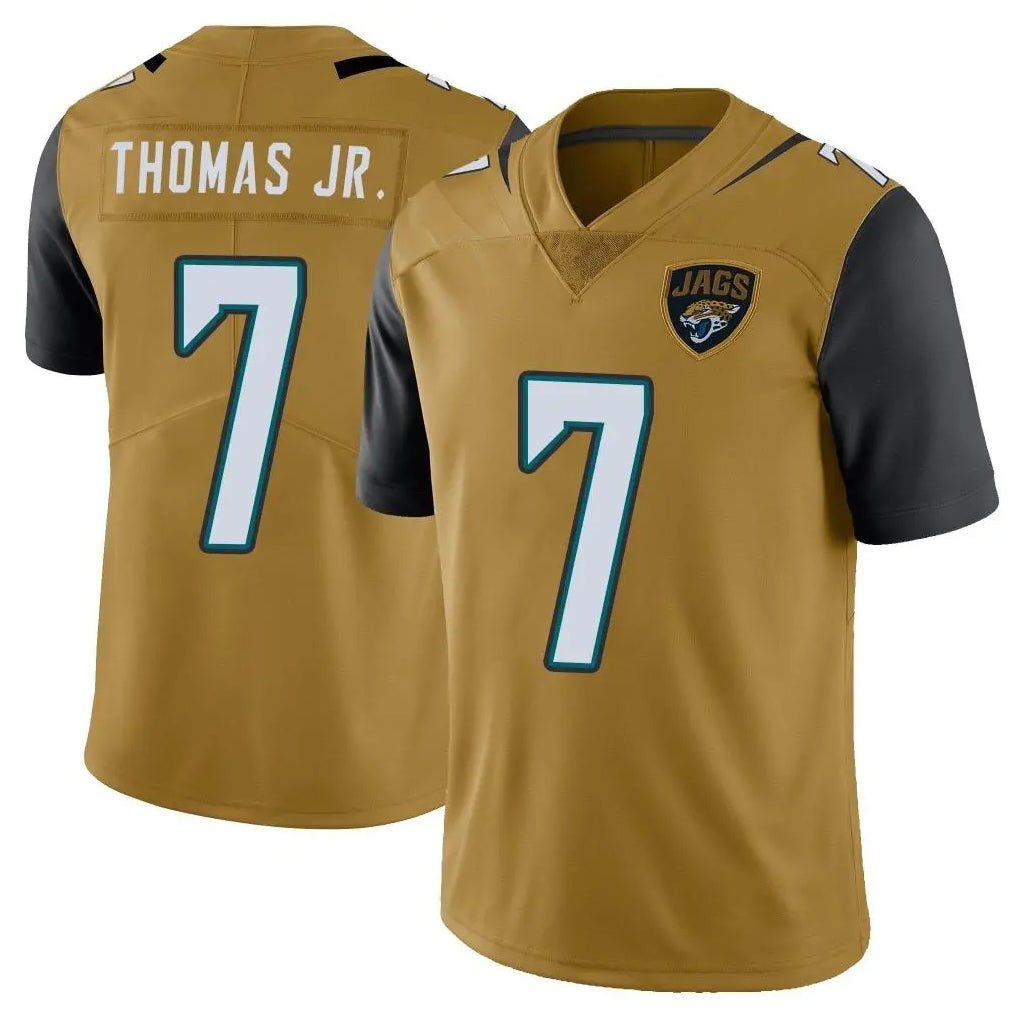 Kooe J.Jaguars #7 Brian Thomas Jr. Player Gold Vapor Limited Home Game Stitched Jerseys