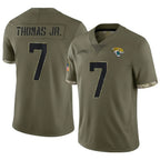 Kooe J.Jaguars #7 Brian Thomas Jr. Player Olive Salute To Service Limited Stitched Jerseys