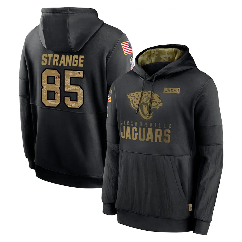 Kooe J.Jaguars #85 Brenton Strange Player Black Salute to Service Hoodies Limited Game Stitched Jerseys