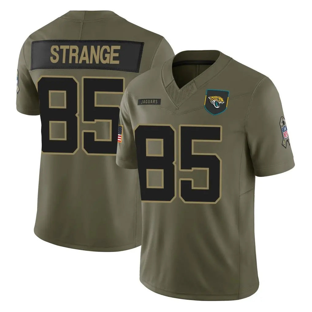 Kooe J.Jaguars #85 Brenton Strange Player Olive 2025 Salute To Service Limited Game Stitched Jerseys