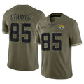Kooe J.Jaguars #85 Brenton Strange Player Olive Salute To Service Limited Stitched Jerseys