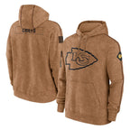 Kooe KC.Chiefs Brown Salute to Service Hoodies Limited Game Blank Player Stitched Jerseys
