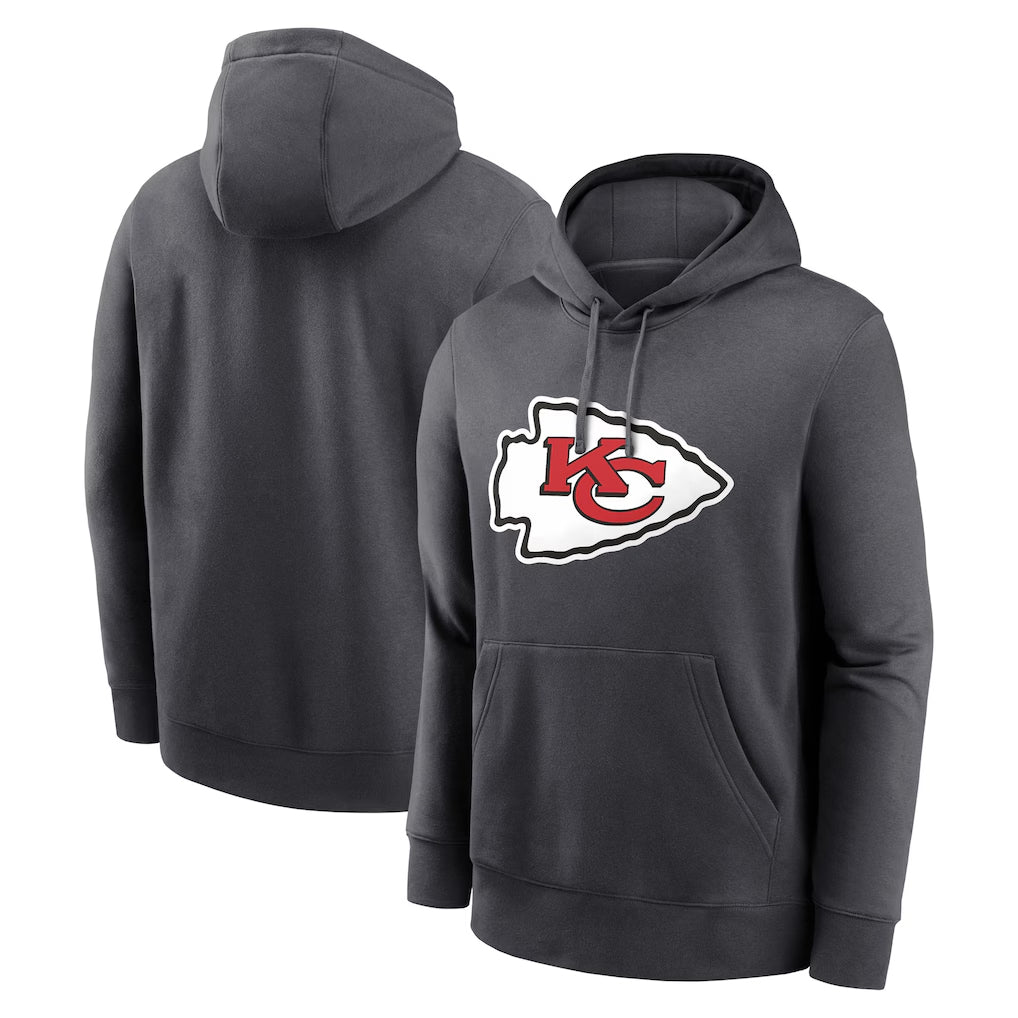 Kooe KC.Chiefs Gray LoGo Pullover Hoodies Limited Blank Player Stitched Jerseys